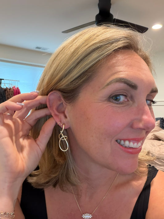 Gold Abstract Swirl Statement Earrings