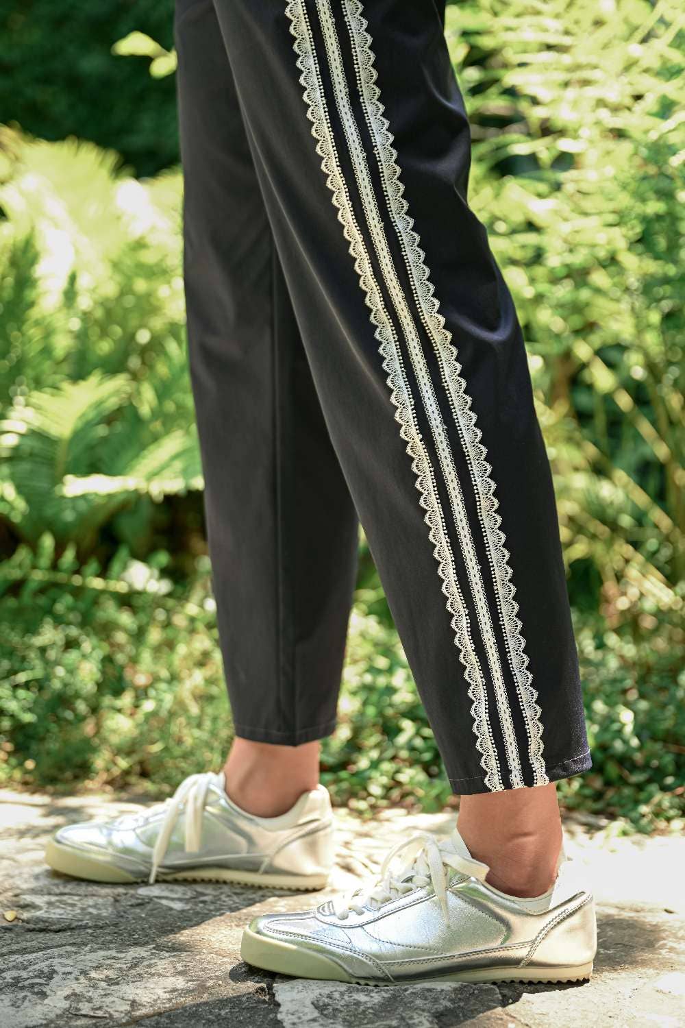 Lace Trim Track Pants