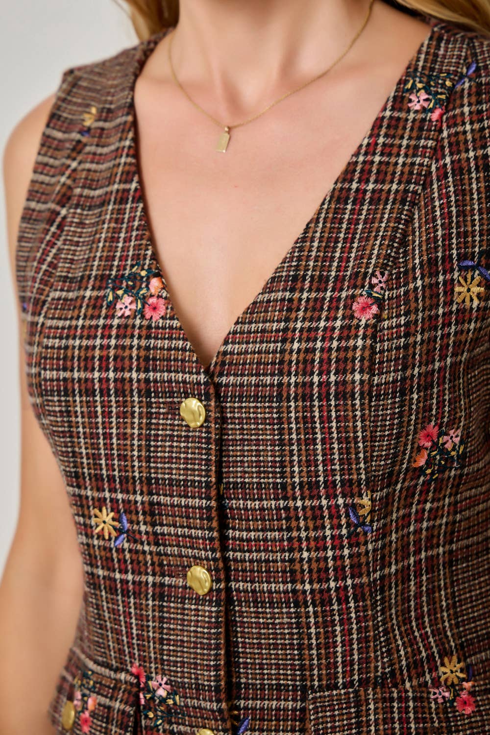 The Tessa Embroidered Plaid Dress